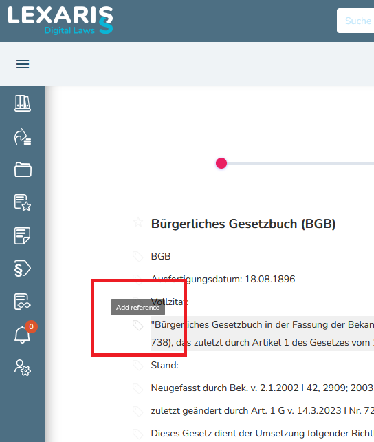 Referenz/Verweis hinzufügen