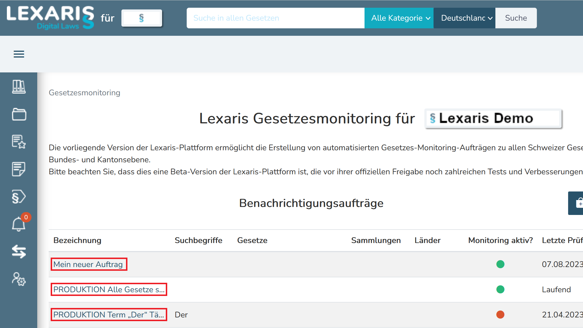 Zu den Monitoring Details